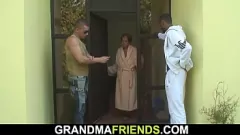 play Mature Interracial Threesome: Old Lady Takes on Two Big Black Cocks